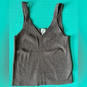 Brown Ribbed Knit Tank Top